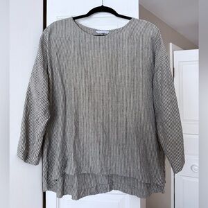 Linenfox Striped Linen Tunic Top Size Medium - Oversized Slow Fashion